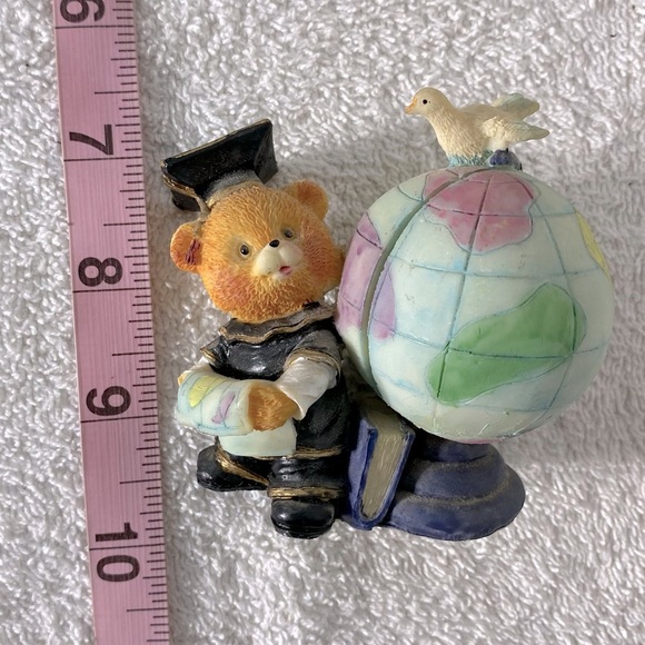 Vintage Graduation Teddy Bear & Globe Figurine Collectible - Picture 5 of 10